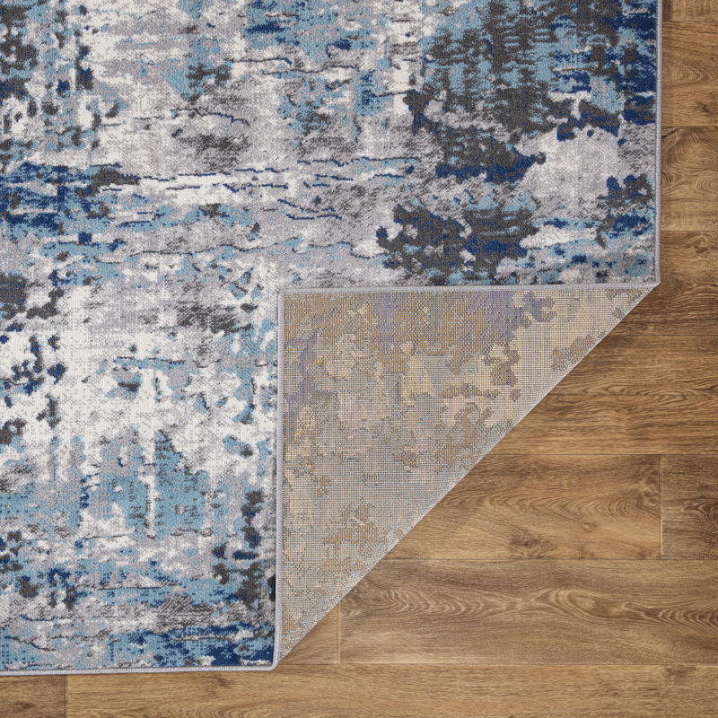 Steelside™ Chisinau Performance Blue/Gray/Ivory Rug & Reviews Wayfair